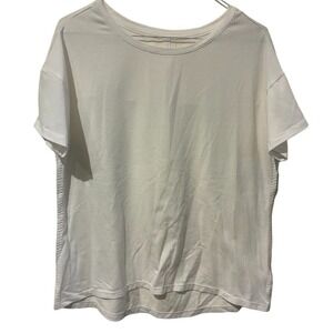 Athleta Womens White Short Sleeve Relaxed Fit Crew Neck Top Size S